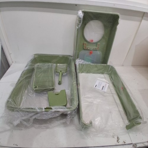 EOSARCU STAINLESS STEEL CAT LITTER BOX WITH LID - 23.62" X 15.74" X 15.74" - GREEN image 4