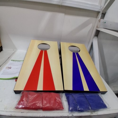 GOSPORTS PORTABLE SIZE CORNHOLE GAME SET WITH 6 BEAN BAG - 2FT X 1FT - WOOD/BLUE/RED (MODEL : CH-03-MDF-WOOD) image 2