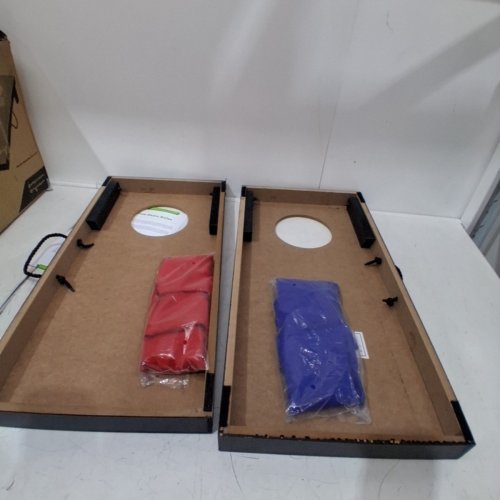 GOSPORTS PORTABLE SIZE CORNHOLE GAME SET WITH 6 BEAN BAG - 2FT X 1FT - WOOD/BLUE/RED (MODEL : CH-03-MDF-WOOD) image 3