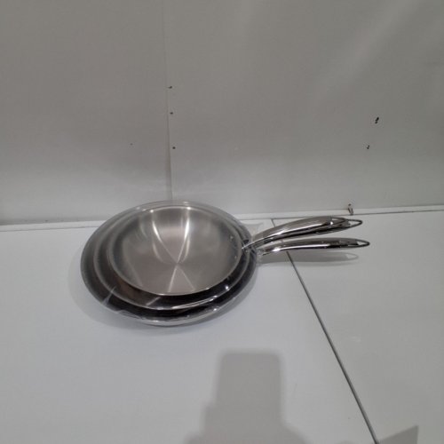 3PC MEYER ACCOLADE INDUCTION OVEN SAFE NO DRIP PROFESSIONAL COOKWARE PAN SET - 8" / 9.5" / 11" - STAINLESS STEEL (MODEL: 1801554) image 2