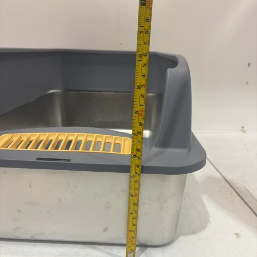 STAINLESS STEEL SIFTING CAT LITTER BOX - 20" X 10" - DARK GREY image 2