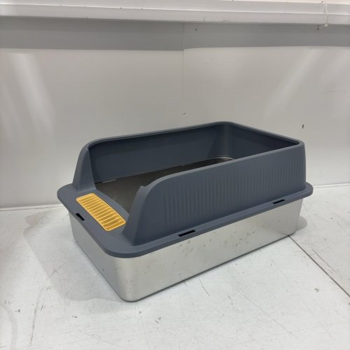 STAINLESS STEEL SIFTING CAT LITTER BOX - 20" X 10" - DARK GREY image 4