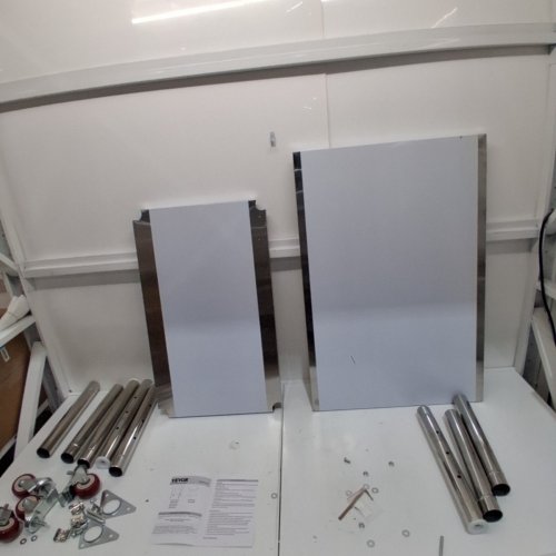 VEVOR STAINLESS STEEL 2 SHELF PREP TABLE WITH WHEELS - 35" X 24" X 33" - (MODEL: GZT90X60L) image 3
