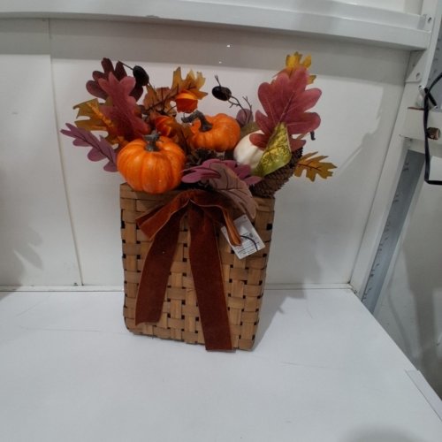 ARTIFICIAL FALL FLORAL ARRANGEMENT IN WOVEN BASKET - 20" - MULTICOLOR image 2