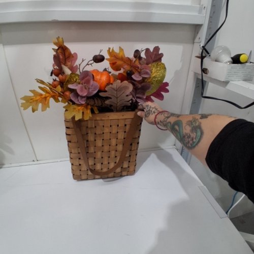ARTIFICIAL FALL FLORAL ARRANGEMENT IN WOVEN BASKET - 20" - MULTICOLOR image 3