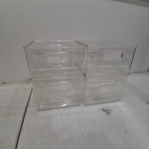 4PK IDESIGN STACKABLE CLEAR PLASTIC BIN - 10" X 6" X 5" - CLEAR (MODEL: 27804M4) image 3