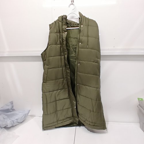 WOMEN'S SLEEVELESS PUFFER VEST WITH HOOD, FULL-ZIP - 2XL - GREEN image 2