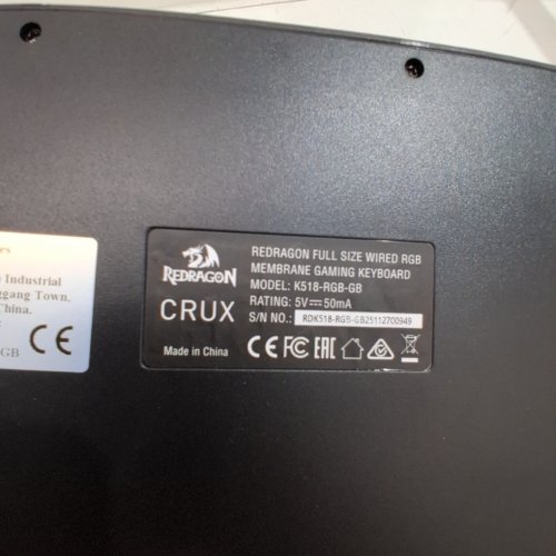 REDRAGON FULL SIZE CRUX MEMBRANE GAMING KEYBOARD - BLACK (MODEL: K518-RGB-GB) image 3