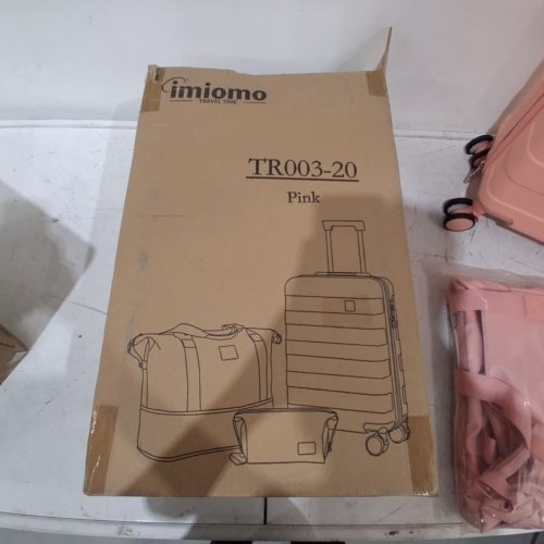 3PC IMIOMO CARRY ON LUGGAGE SUITCASE WITH SPINNER WHEELS AND DUFFEL BAG - 20" SUITCASE - PINK (MODEL: TR003-20) image 2