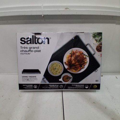 SALTON HOTRAY XL WARMING TRAY WITH TEMPERED GLASS - 400W 21" X 16" - BLACK - (MODEL: 2123123 / WT2148) image 5
