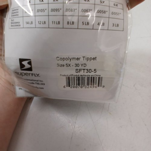 3 SUPERFLY COPOLYMER TIPPET MATERIAL - 5X, 30 YARD, 4LBS TEST, .0058" DIA (ITEM: SFT30-5) image 3