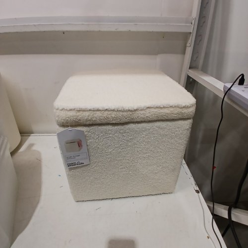 ROOM ESSENTIALS SINGLE SQUARE SMALL DORM STORAGE OTTOMAN - 15" - CREAM image 2