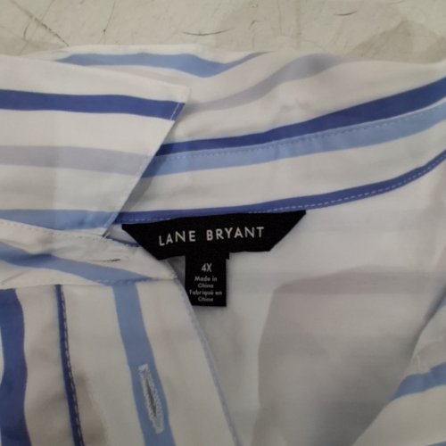 LANE BRYANT WOMEN'S PLUS BUTTON-UP SHIRT- 4X- WHITE\BLUE image 2