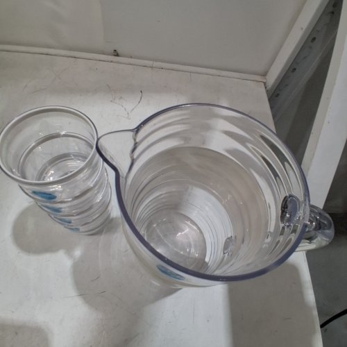 5PC HEARTH & HAND WITH MAGNOLIA PITCHER SET WITH 4 CUPS - 63FL OZ PITCHER/ 7FL OZ SHORT TUMBLERS - CLEAR (MODEL: 324-03-5968) image 3