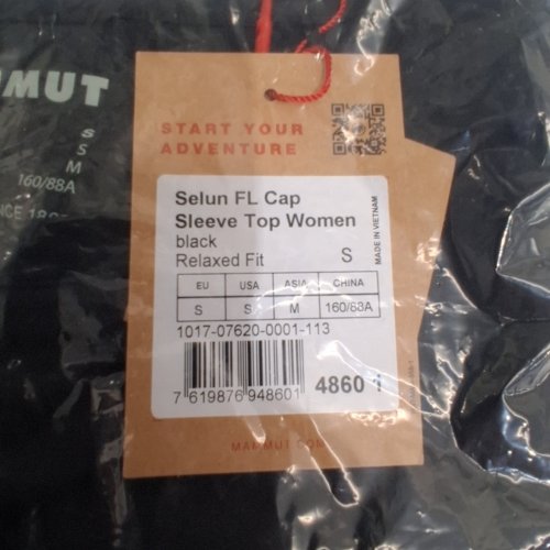 WOMEN'S MAMMUT SELUN FL CAP SLEEVE RELAXED FIT TOP - SMALL - BLACK image 2
