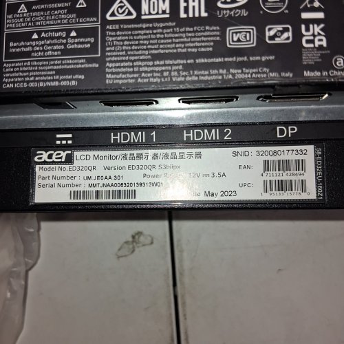 ACER CURVED GAMING MONITOR - 31.5" - BLACK (MODEL: ED320QR S3BIIPX) image 8