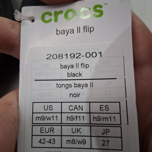 CROCS BAYA II FLIP SANDALS - MEN'S 9 / WOMEN'S 11 - BLACK (MODEL: 208192-001) image 2