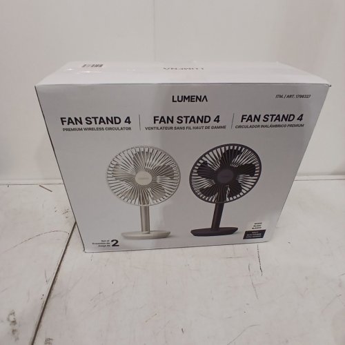 2PC LUMENA FAN STAND 4 CORDLESS DESK FANS - 4 SPEEDS, OSCILLATION - WHITE & NAVY BLUE (MODEL: 1796327) image 6