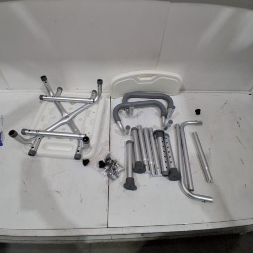 MAXKARE 6 LEVELS ADJUSTABLE SHOWER STOOL CHAIR WITH BACK AND PADDED ARMRESTS - 300LBS CAP - (MODEL: DR3149) image 2