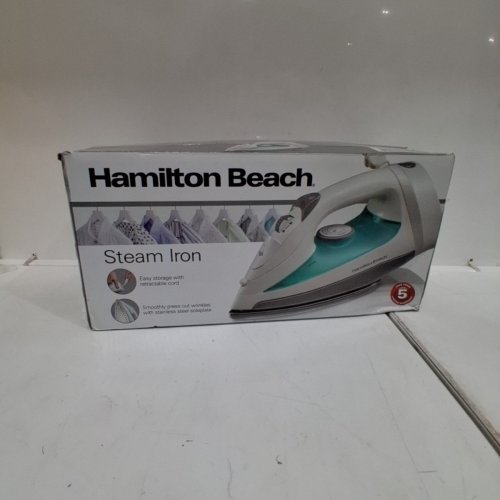 HAMILTON BEACH STEAM IRON STAINELESS STEEL SOLEPLATE - TEAL (MODEL:14212C) image 8