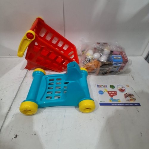 29PC BATTAT SHOPPING GROCERY CART AND FOOD TOY FOR KIDS 2+ - RED/YELLOW/BLUE image 2