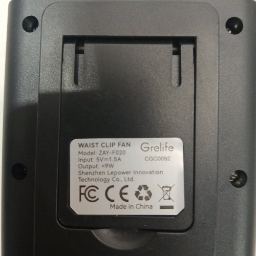 GRELIFE UPGRADED WAIST CLIP FAN WITH 5 SETTINGS -10000 RPM- BLACK (MODEL: ZAY-F020) image 3
