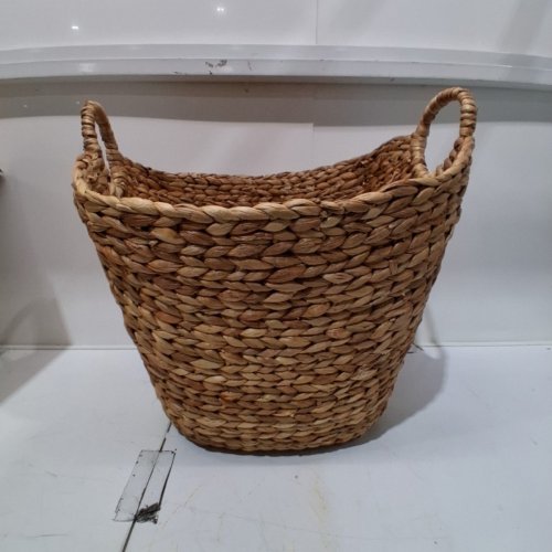 LARGE SEAGRASS WOVEN WICKER BASKET WITH ARCHED HANDLES - 19" X 20" - NATURAL/BROWN (MODEL: 48970) image 2