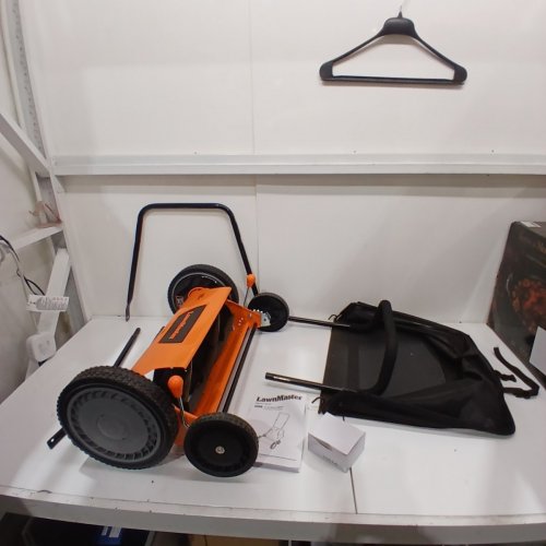 LAWNMASTER PUSH REEL LAWN MOWER - 18" - BLACK/ORANGE (MODEL: LMRM1801) image 2