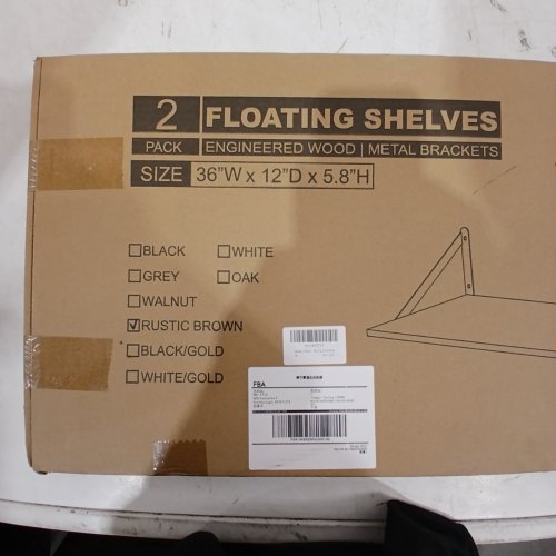2PK RUSTIC FLOATING SHELVES - 36" X 12" X 5.8" - RUSTIC BROWN image 3