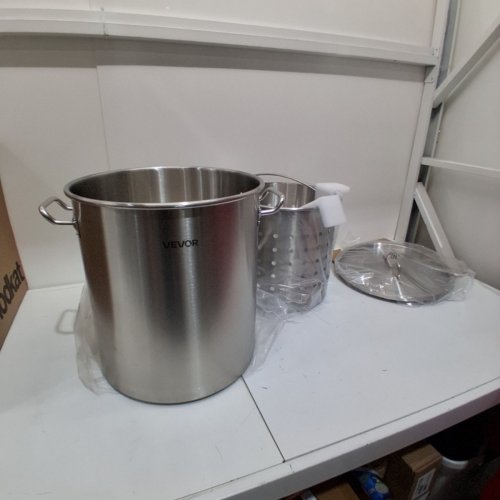 STAINLESS STEEL COMMERCIAL STOCKPOT WITH METAL STRAINER - 42 QT - STEEL (MODEL: SP42QT354006S) image 3