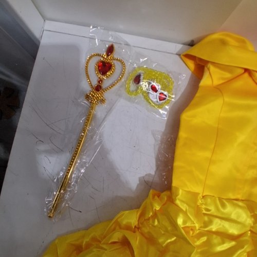 8PC GIRL'S BELLE COSTUME WITH ACCESSORIES - SIZE 120 - YELLOW image 3