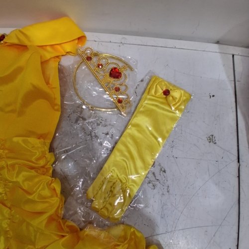 8PC GIRL'S BELLE COSTUME WITH ACCESSORIES - SIZE 120 - YELLOW image 4