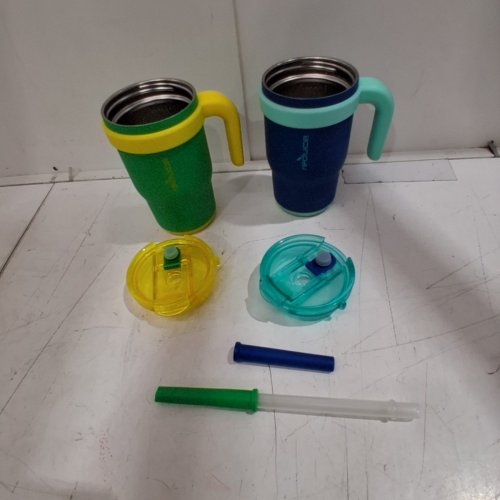 2PK REDUCE COLDEE TUMBLERS WITH STRAWS - 14 OZ - NAUTICA BLUE / LEMON-LIME (MODEL: 2630879) image 2