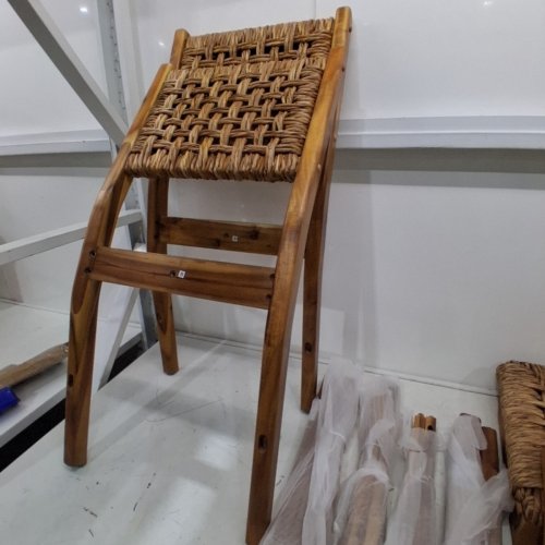 2PK THRESHOLD STUDIO MCGEE WOOD AND WOVEN DINING CHAIR WITH CUSHION - 31.8" X 17.84" X 21.13" - BROWN image 4