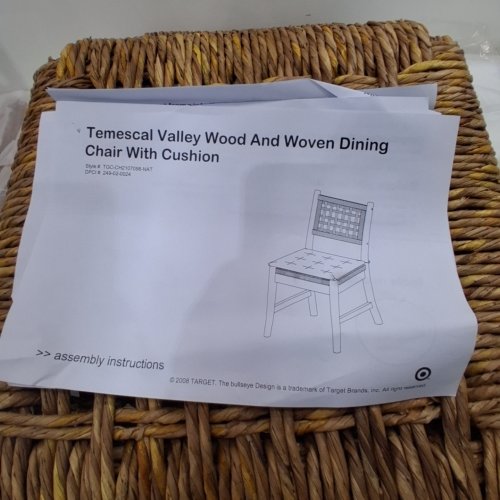 2PK THRESHOLD STUDIO MCGEE WOOD AND WOVEN DINING CHAIR WITH CUSHION - 31.8" X 17.84" X 21.13" - BROWN image 5