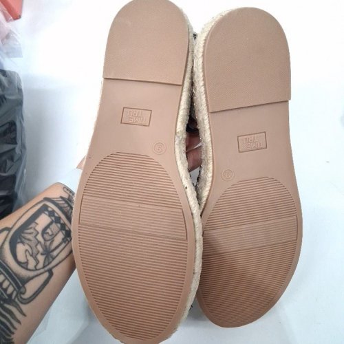WOMEN'S TIME AND TRU ESPADRILLE SANDALS - 9 - BLACK/NATURAL image 5