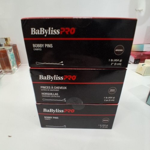 3 BABYLISSPRO CRIMPED BOBBY PINS - 1/2 LBS, 2" - BROWN image 2