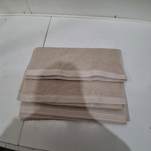 3PK CARO HOME 100% COTTON HAND TOWELS - 18" X 30" - BEIGE/GREEN (STYLE: 1945886) image 2
