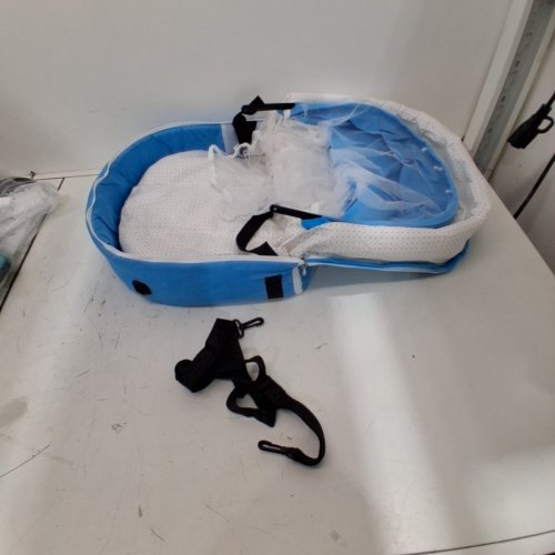 FOLDABLE PORTABLE BABY CRIB WITH MOSQUITO NET- BLUE AND WHITE image 2