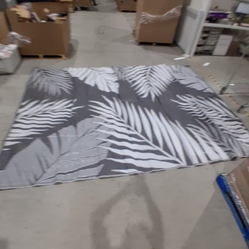 OUTDOOR REVERSIBLE PLASTIC STRAW CAMPING RUG CARPET - 9FT X 12FT - GRAY/WHITE image 4