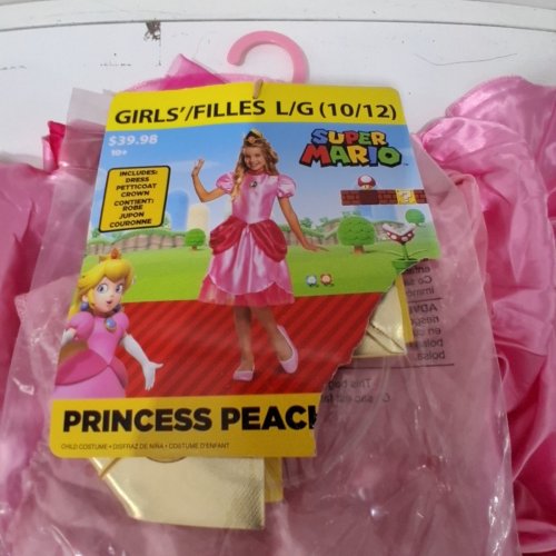 GIRL'S DISGUISE PRINCESS PEACH COSTUME - LARGE (10/12) - PINK image 3
