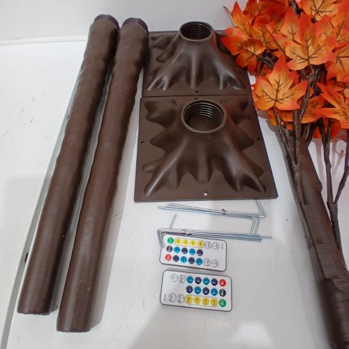 2PK THANKSGIVING DECOR WIRED ARTIFICIAL FALL TREE WITH 9 ACORNS / 180 LEAVES / 8 FLASHING MODES & REMOTE- 5FT image 5