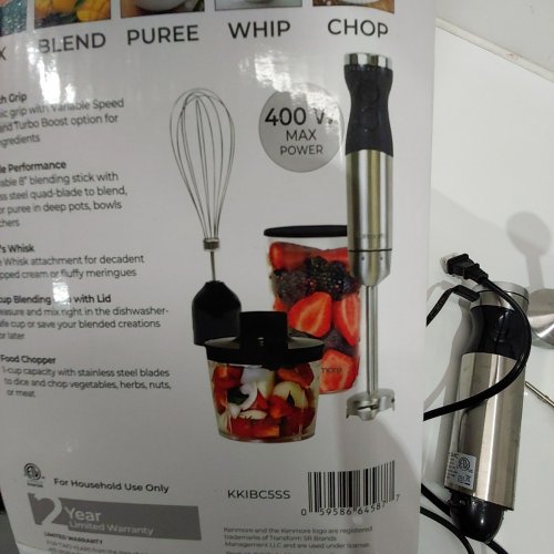 KENMORE IMMERSION BLENDER, HANDHELD STAND MIXER, FOOD CHOPPER, WHISK, FOOD PROCESSOR - 400W - STAINLESS STEEL BLACK (MODEL: KKIBC5SS) image 5