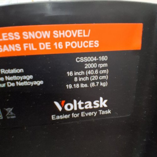 VOLTASK CORDLESS SNOW SHOVEL WITH WHEELS - 48V - 16" (MODEL: CSS004-160) image 2