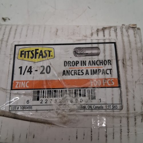 100PC FITSFAST ZINC DROP IN ANCHOR - 1/4-20 (MODEL: 1/4-20) image 2