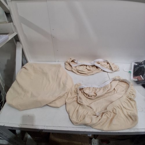 3PC RV DINETTE CUSHION COVER SLIPOVERS - BEIGE image 2