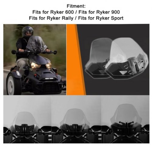 TINTED MOTORCYCLE WINDSHIELD - FITS VARIOUS RYKER MODELS - GREY image 2