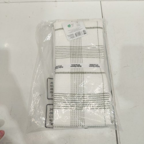 4PK BETTER HOMES & GARDENS COTTON KITCHEN TOWELS - 20" X 30" - OLIVE GREEN/WHITE PATTERNS (MODEL: KT92487CILWF4P) image 2
