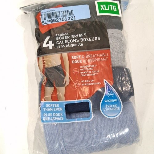 4PK MEN'S HANES TAGLESS COMFORT SOFT WAISTBAND BOXER BRIEFS- EXTRA LARGE- BLACK/NAVY BLUE/GREY/LIGHT BLUE image 2