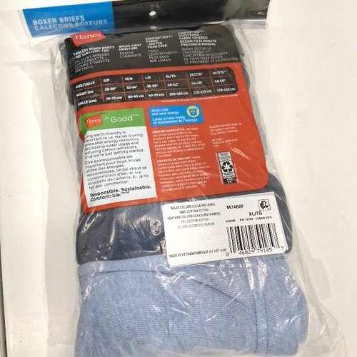 4PK MEN'S HANES TAGLESS COMFORT SOFT WAISTBAND BOXER BRIEFS- EXTRA LARGE- BLACK/NAVY BLUE/GREY/LIGHT BLUE image 3